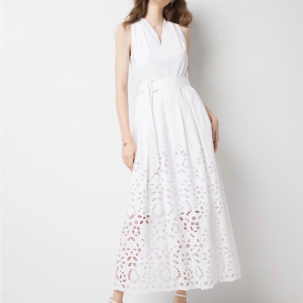 White House Black Market White Eyelet Halter Maxi Dress